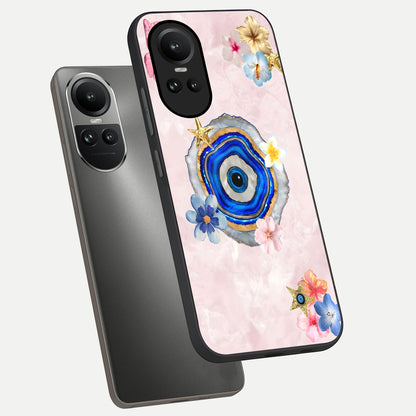  Divine Aura Bloom phone case For Oppo Reno 10 showing premium glass back cover with detailed artwork