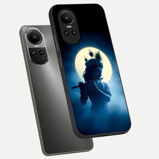  Divine Moon Flute phone case For Oppo Reno 10 showing premium glass back cover with detailed artwork