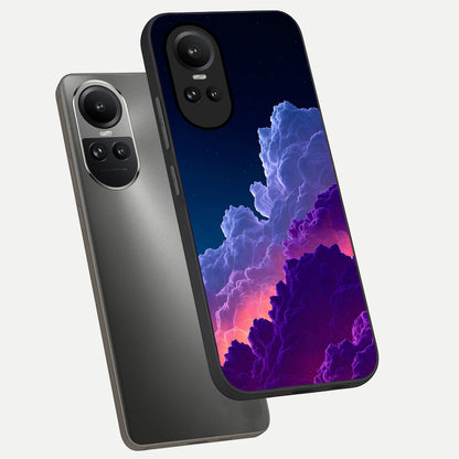  Dreamy Cloud Skies phone case For Oppo Reno 10 showing premium glass back cover with detailed artwork