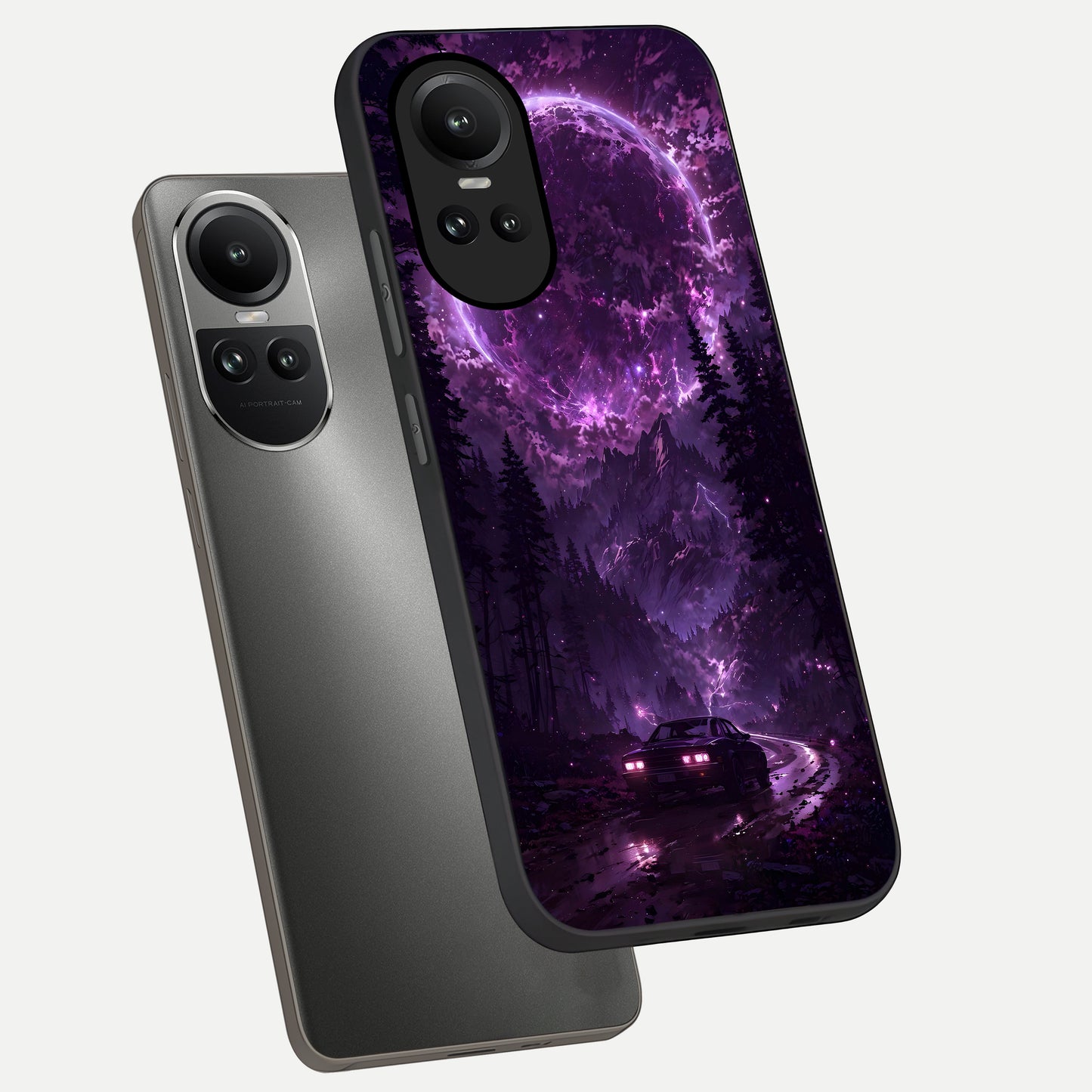  Eternal Cosmic Drive phone case For Oppo Reno 10 showing premium glass back cover with detailed artwork