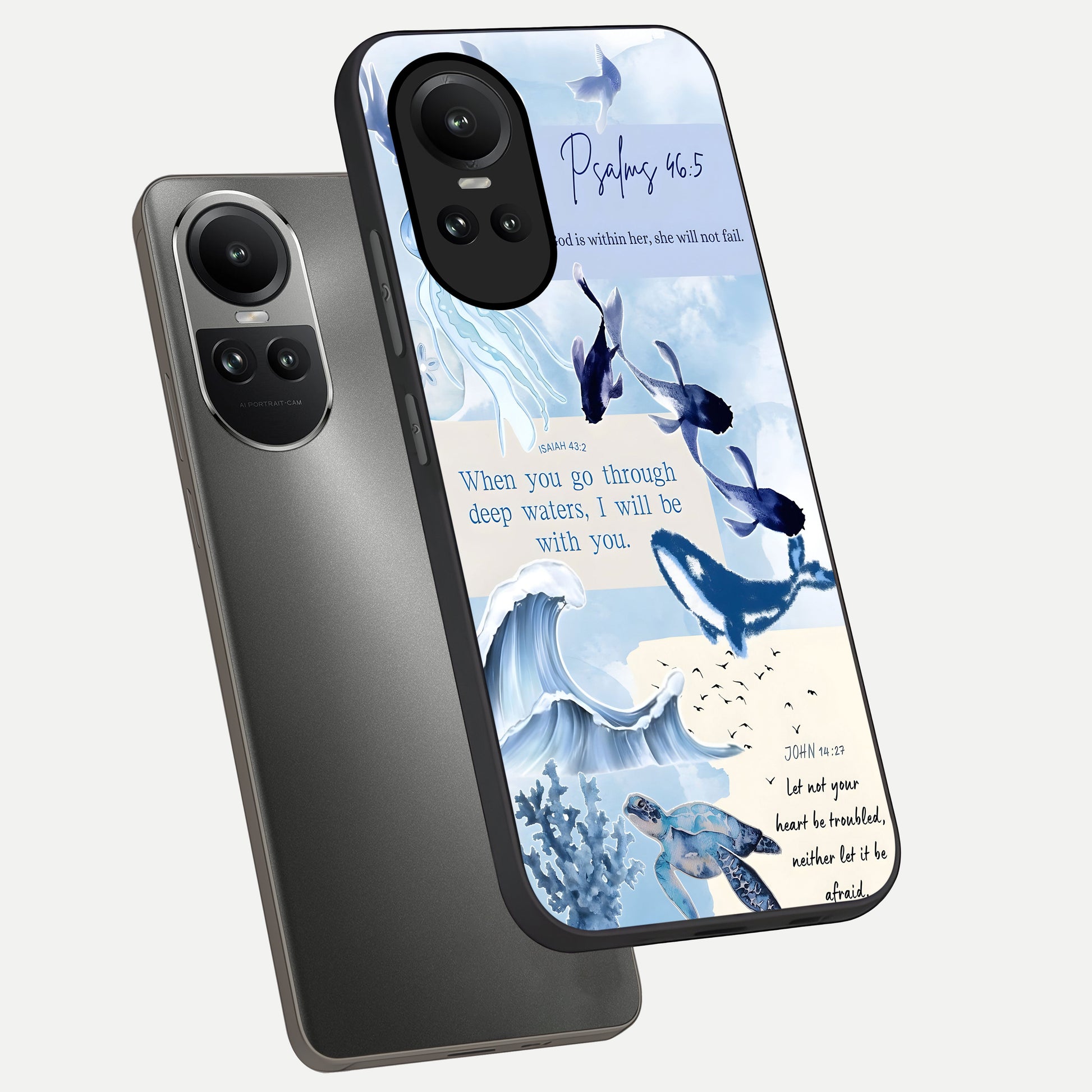  Faithful Ocean Promise phone case For Oppo Reno 10 showing premium glass back cover with detailed artwork