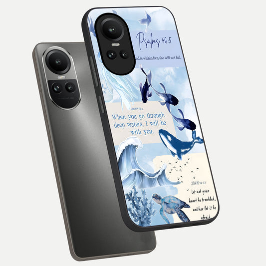  Faithful Ocean Promise phone case For Oppo Reno 10 showing premium glass back cover with detailed artwork
