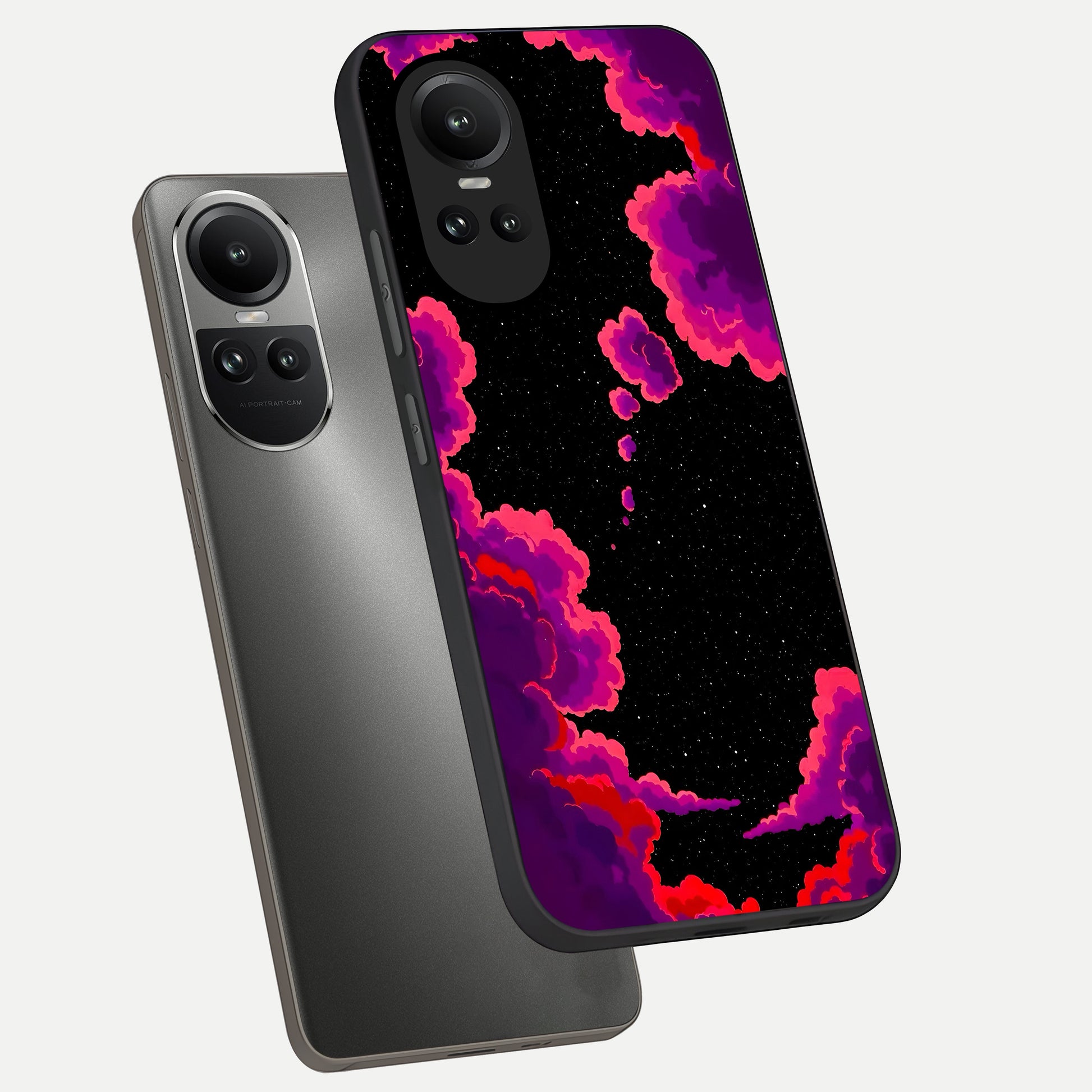  Galaxy Dream Frame phone case For Oppo Reno 10 showing premium glass back cover with detailed artwork