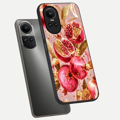 Golden Bloom Glow phone case For Oppo Reno 10 showing premium glass back cover with detailed artwork