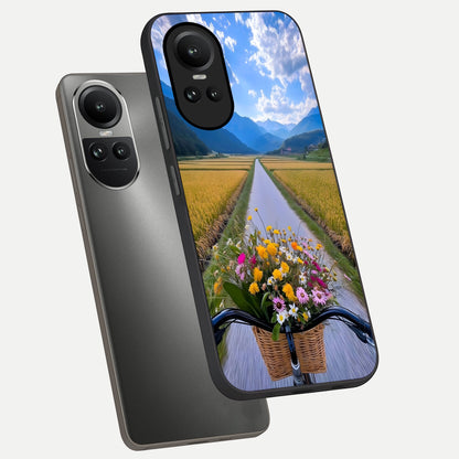  Golden Field Journey phone case For Oppo Reno 10 showing premium glass back cover with detailed artwork