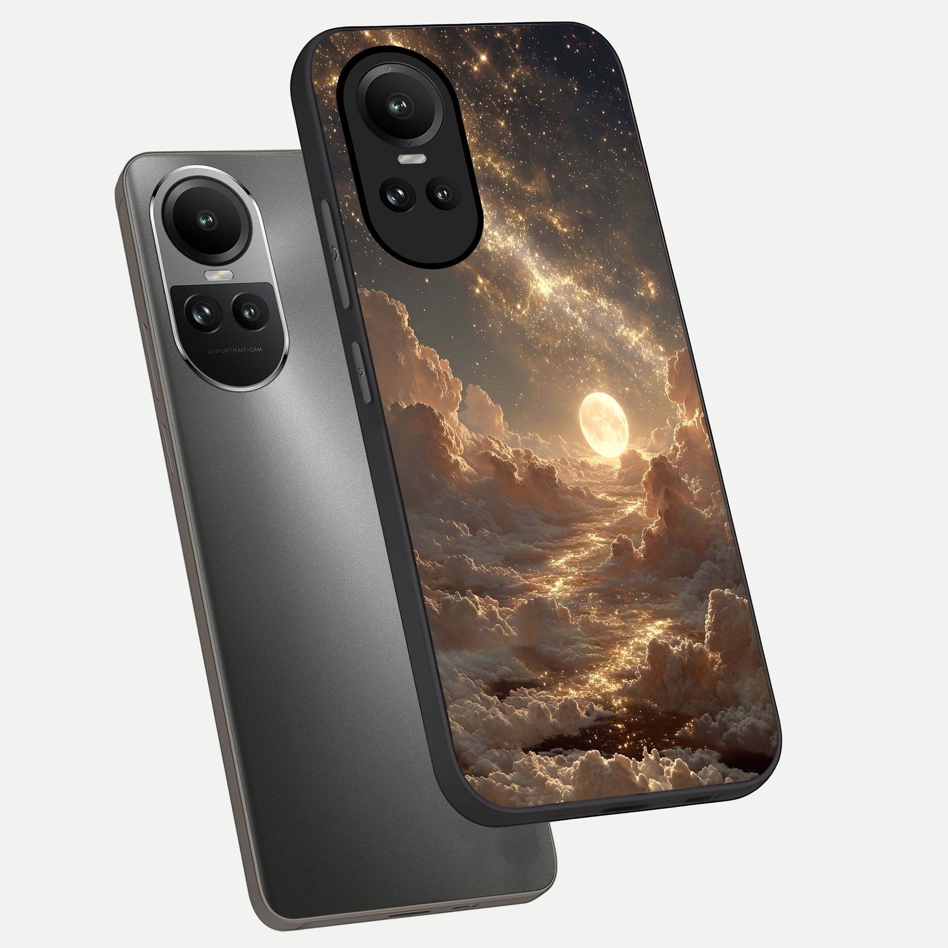  Golden Sky Dream phone case For Oppo Reno 10 showing premium glass back cover with detailed artwork