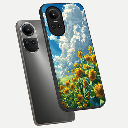  Golden Sun Glory phone case For Oppo Reno 10 showing premium glass back cover with detailed artwork
