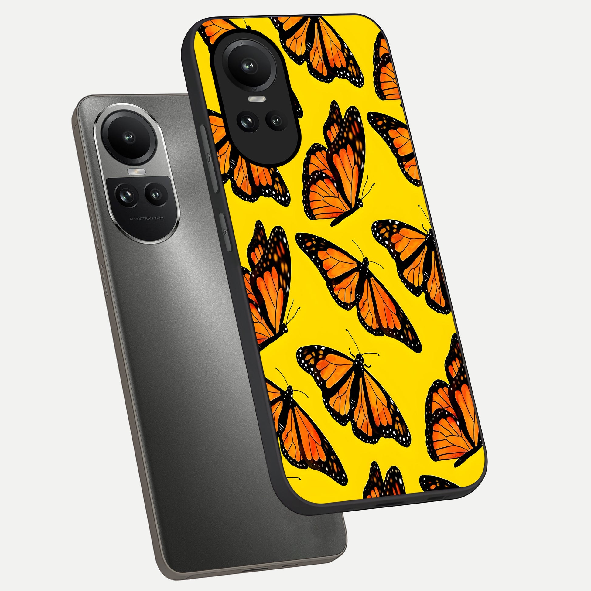  Golden Wing Flight phone case For Oppo Reno 10 showing premium glass back cover with detailed artwork