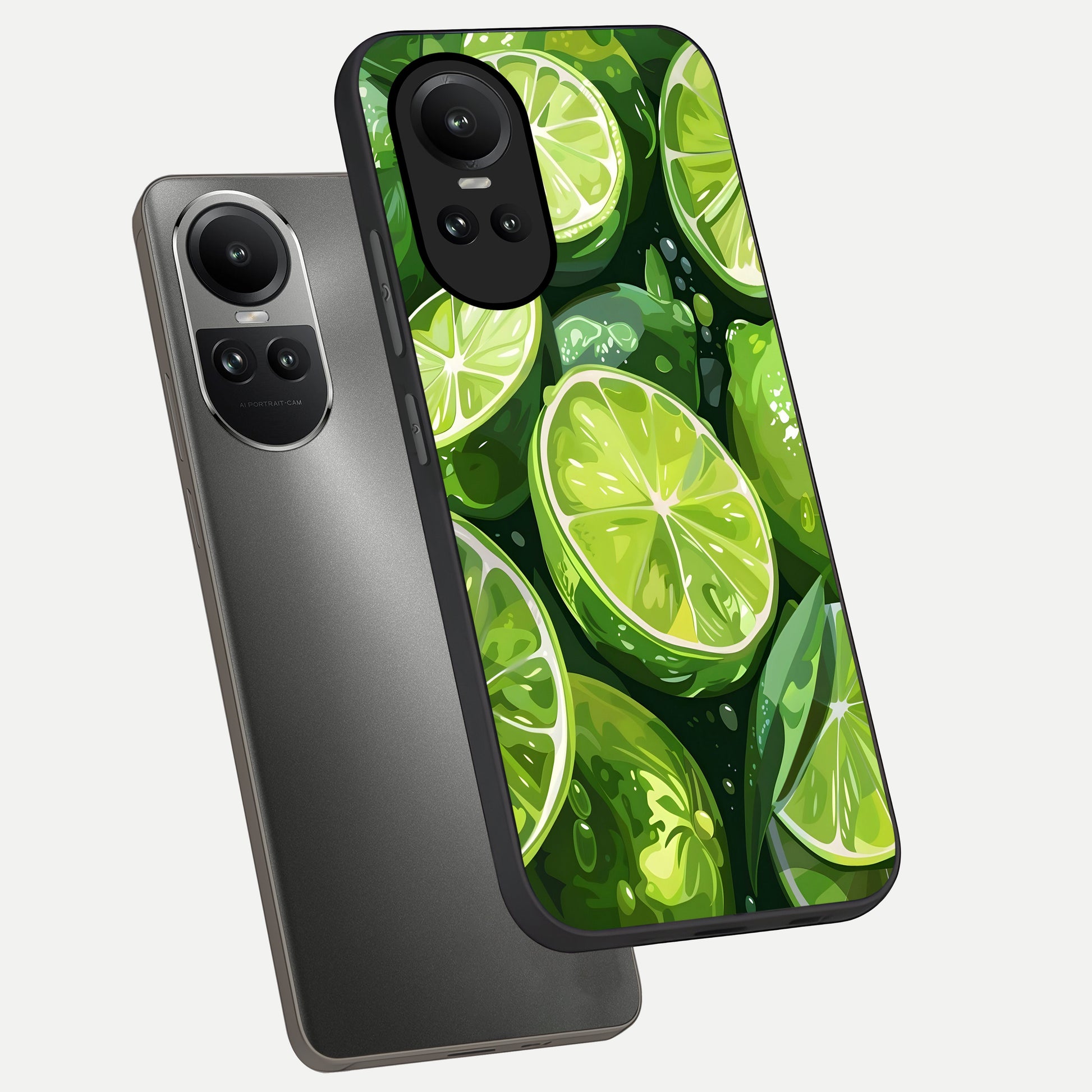  Green Kawasaki phone case For Oppo Reno 10 showing premium glass back cover with detailed artwork