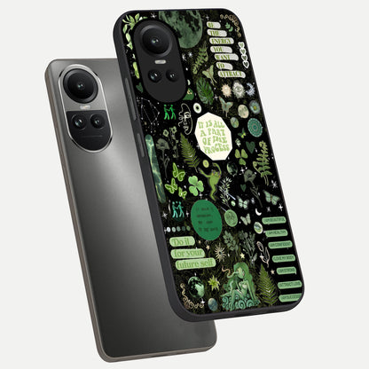  Green Mandala Pattern phone case For Oppo Reno 10 showing premium glass back cover with detailed artwork