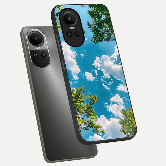  Green Moon Energy phone case For Oppo Reno 10 showing premium glass back cover with detailed artwork