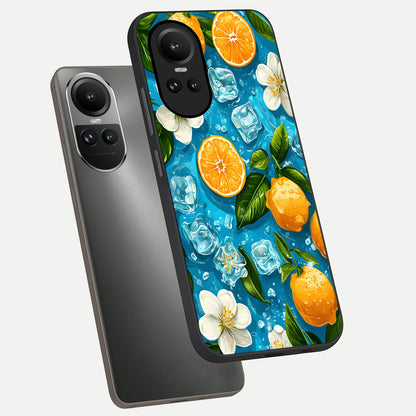  Ice Cube With Orange phone case For Oppo Reno 10 showing premium glass back cover with detailed artwork