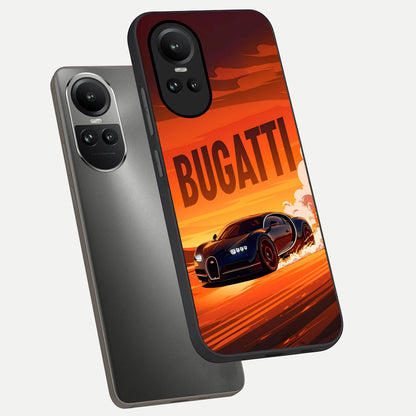  Inferno Bugatti Storm phone case For Oppo Reno 10 showing premium glass back cover with detailed artwork