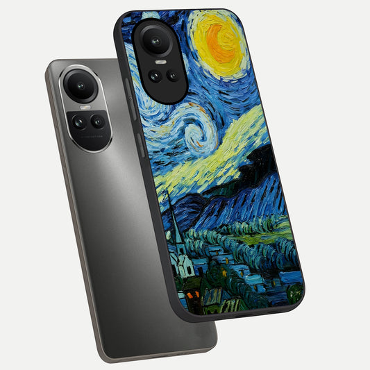 Inspired Van Gogh Art phone case For Oppo Reno 10 showing premium glass back cover with detailed artwork