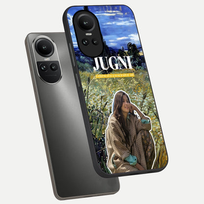  Jugni Soul Vibes phone case For Oppo Reno 10 showing premium glass back cover with detailed artwork