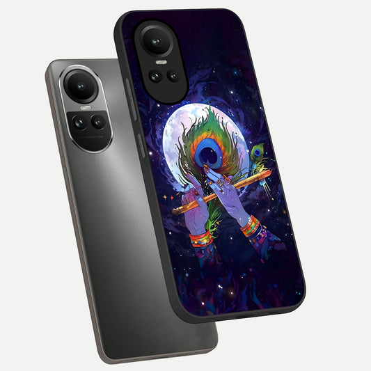 Krishna Hands Art phone case For Oppo Reno 10 showing premium glass back cover with detailed artwork
