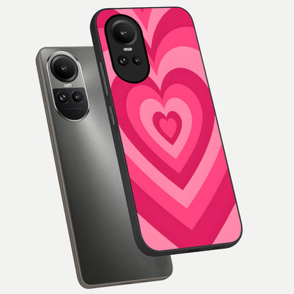  Layered Love Hearts phone case For Oppo Reno 10 showing premium glass back cover with detailed artwork
