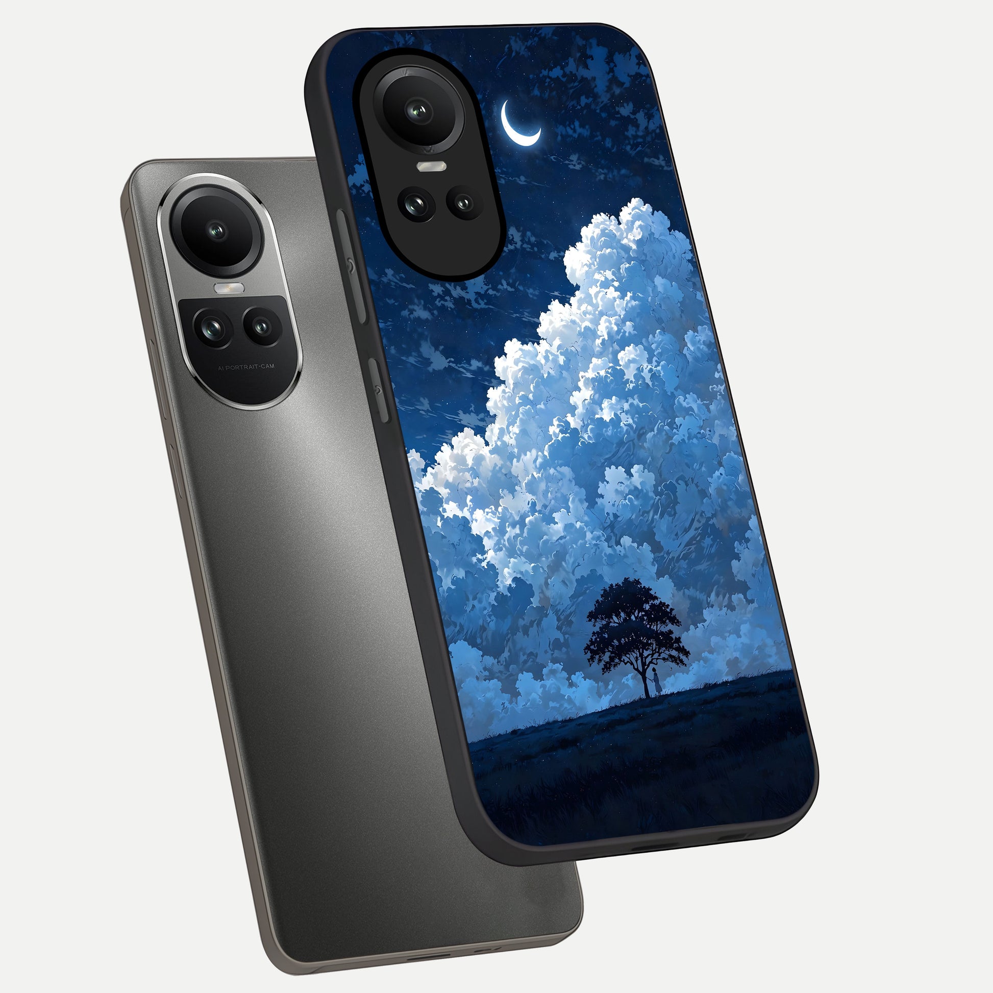  Midnight Sky Serenity phone case For Oppo Reno 10 showing premium glass back cover with detailed artwork