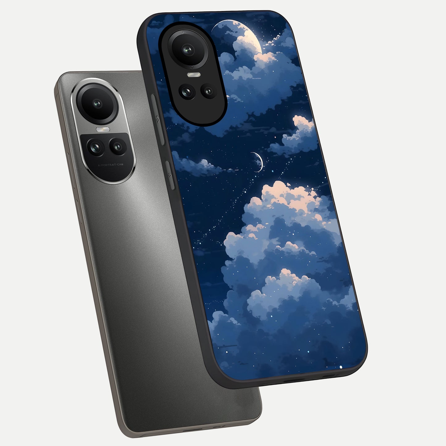  Moon Dream Haze phone case For Oppo Reno 10 showing premium glass back cover with detailed artwork