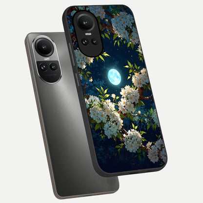  Moonlit Blossom Dream phone case For Oppo Reno 10 showing premium glass back cover with detailed artwork