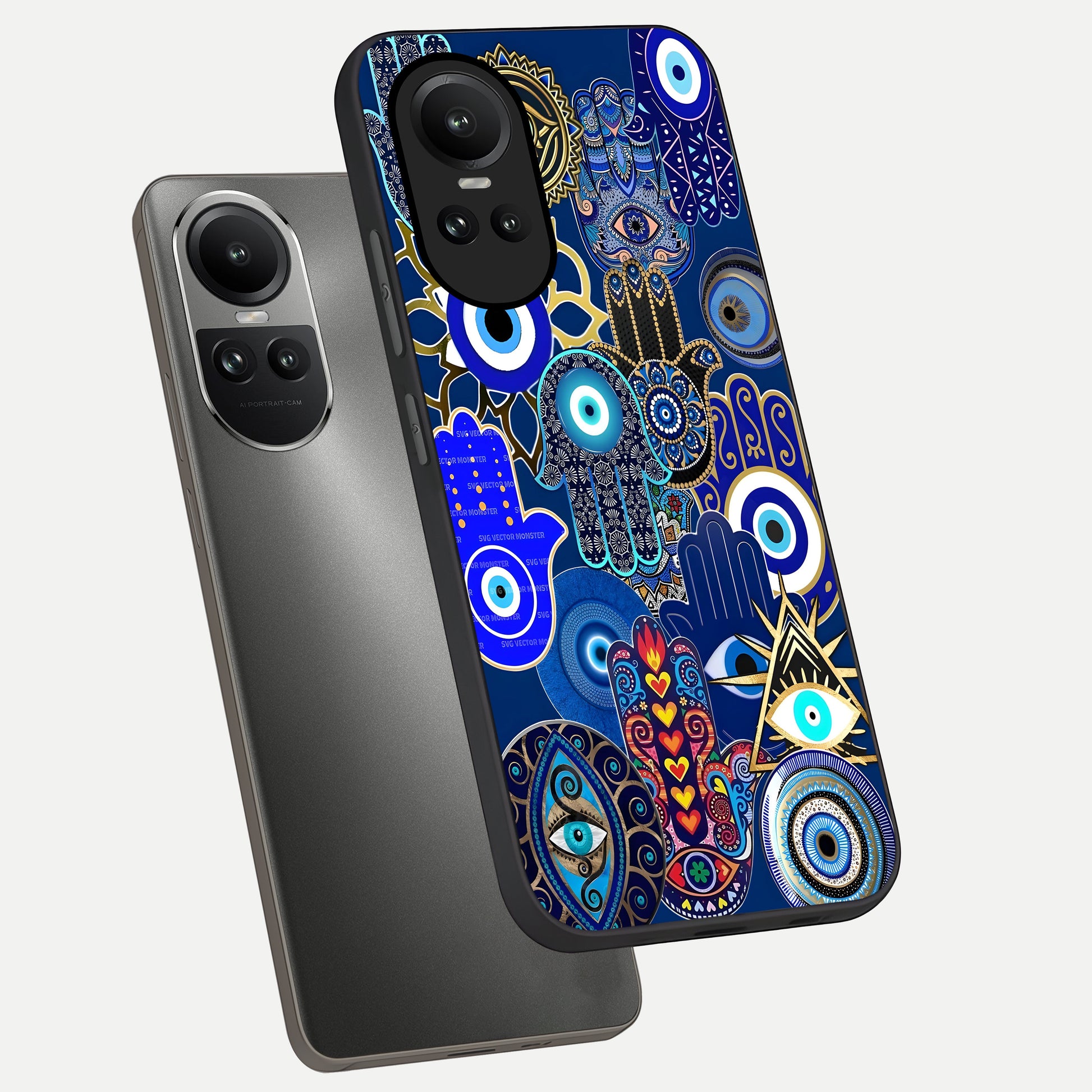  Mystic Palm Guard phone case For Oppo Reno 10 showing premium glass back cover with detailed artwork