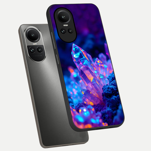  Neon Aura Shards phone case For Oppo Reno 10 showing premium glass back cover with detailed artwork