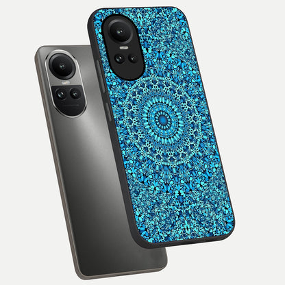  Ocean Bloom Mandala phone case For Oppo Reno 10 showing premium glass back cover with detailed artwork