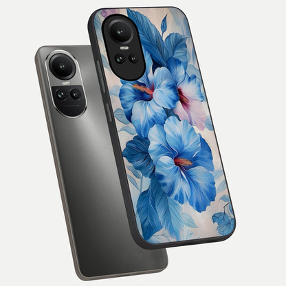  Ocean Hibiscus Grace phone case For Oppo Reno 10 showing premium glass back cover with detailed artwork