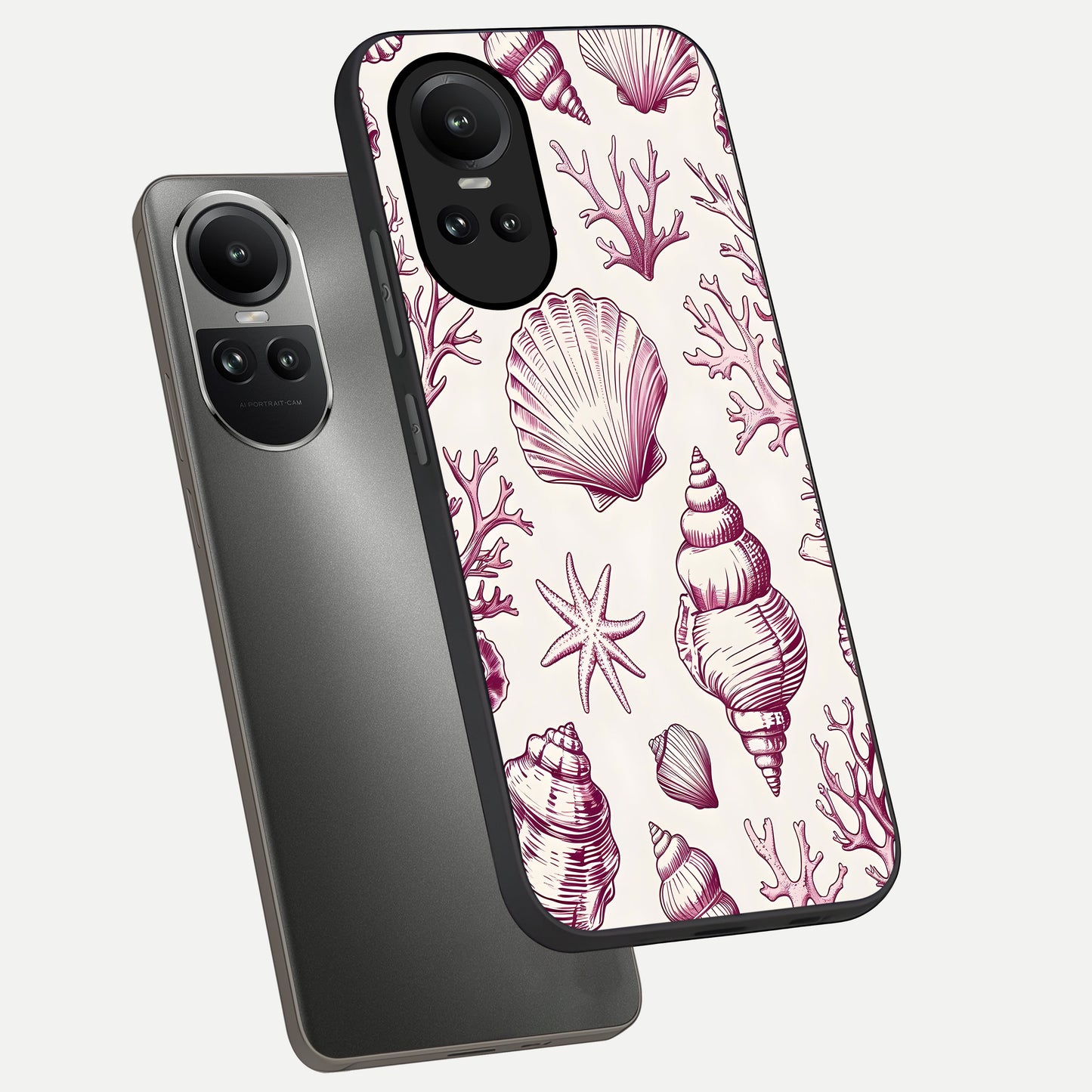  Pink Power Sparks phone case For Oppo Reno 10 showing premium glass back cover with detailed artwork