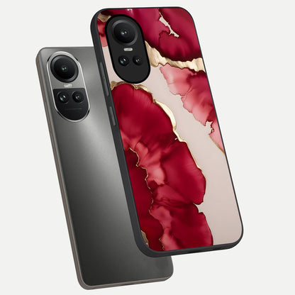  Pink And White Marble phone case For Oppo Reno 10 showing premium glass back cover with detailed artwork