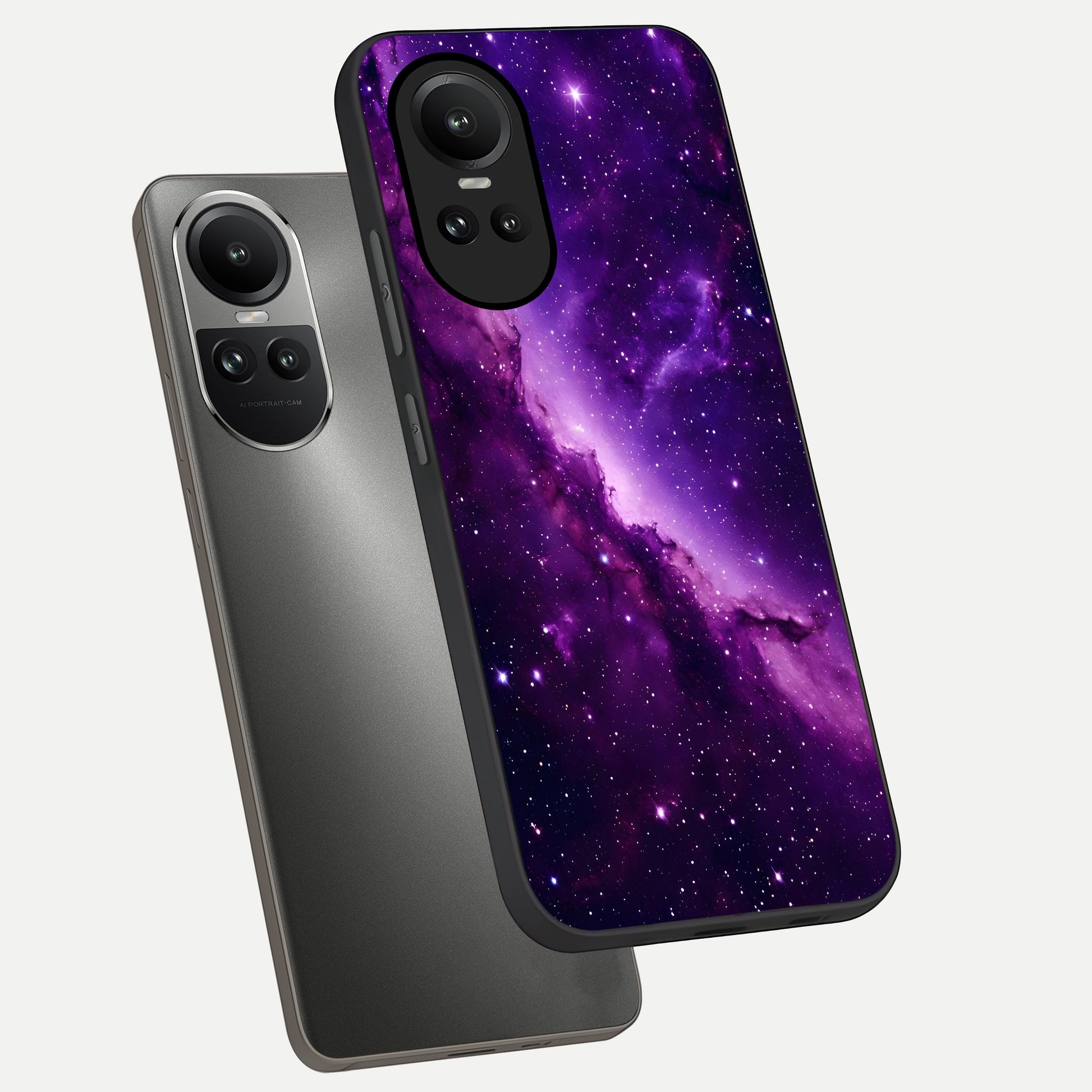  Purple Shade Sky phone case For Oppo Reno 10 showing premium glass back cover with detailed artwork