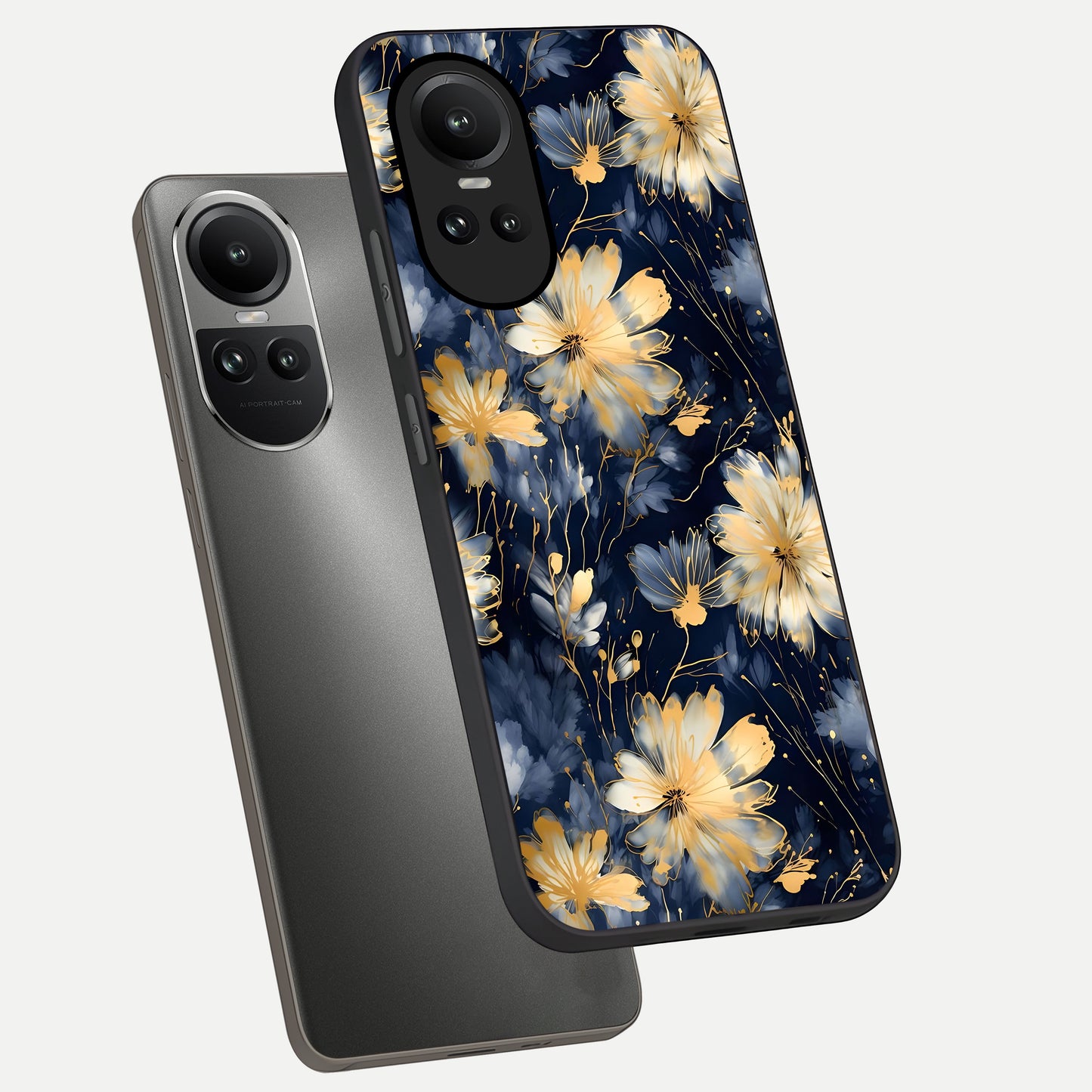  Royal Petal Dream phone case For Oppo Reno 10 showing premium glass back cover with detailed artwork