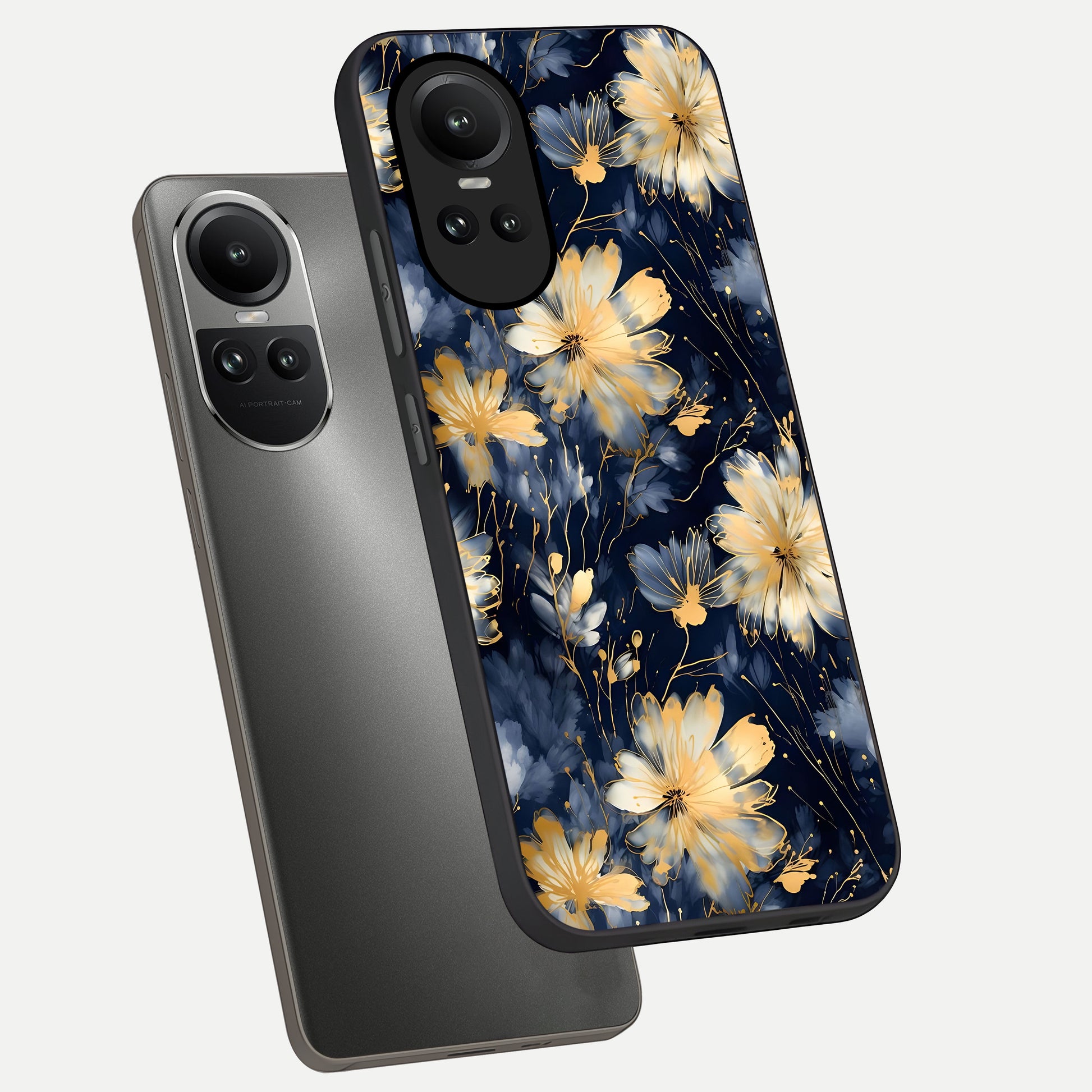  Royal Petal Dream phone case For Oppo Reno 10 showing premium glass back cover with detailed artwork