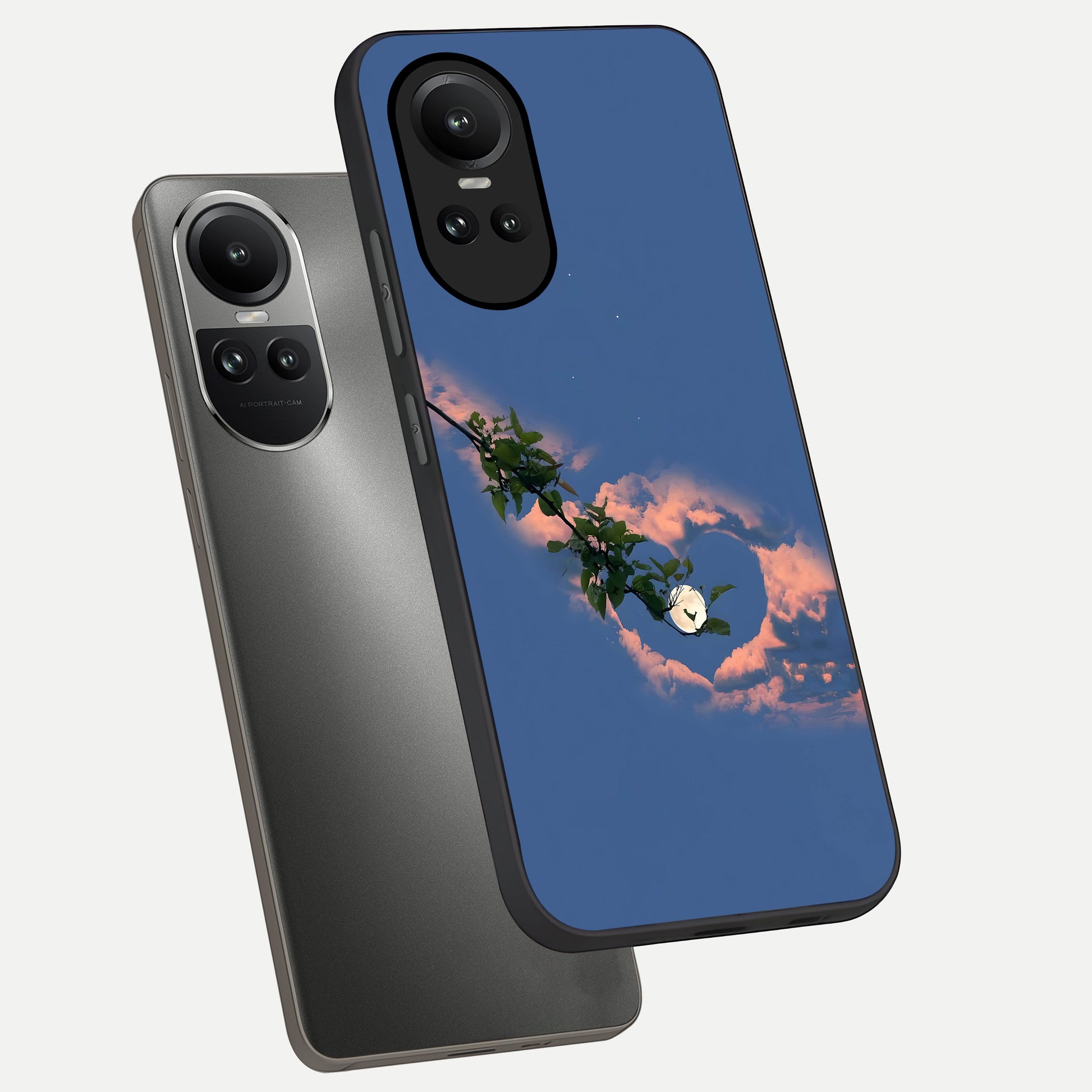  Sky Under Tree phone case For Oppo Reno 10 showing premium glass back cover with detailed artwork