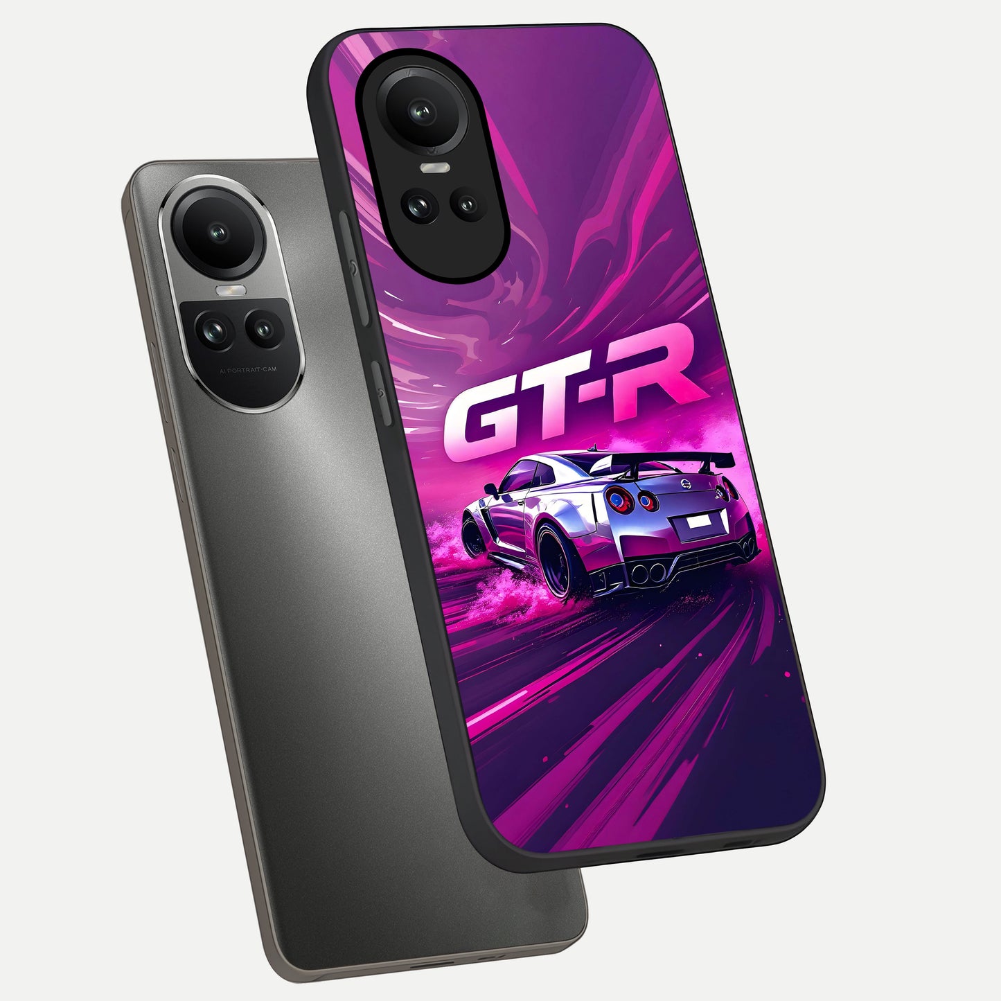  Speed Drift Legend phone case For Oppo Reno 10 showing premium glass back cover with detailed artwork