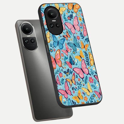  Spring Wing Garden phone case For Oppo Reno 10 showing premium glass back cover with detailed artwork