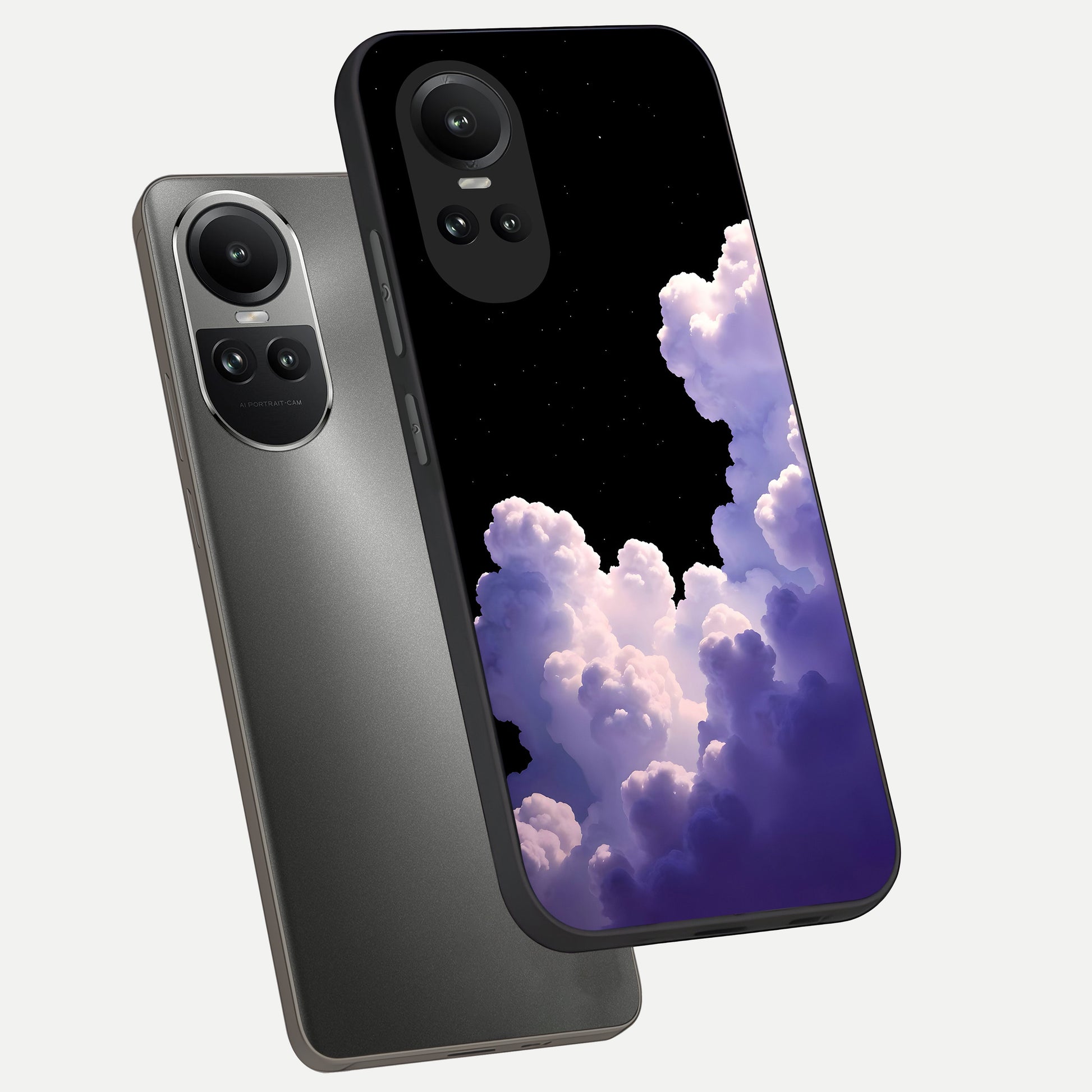  Starlit Night Whispers phone case For Oppo Reno 10 showing premium glass back cover with detailed artwork