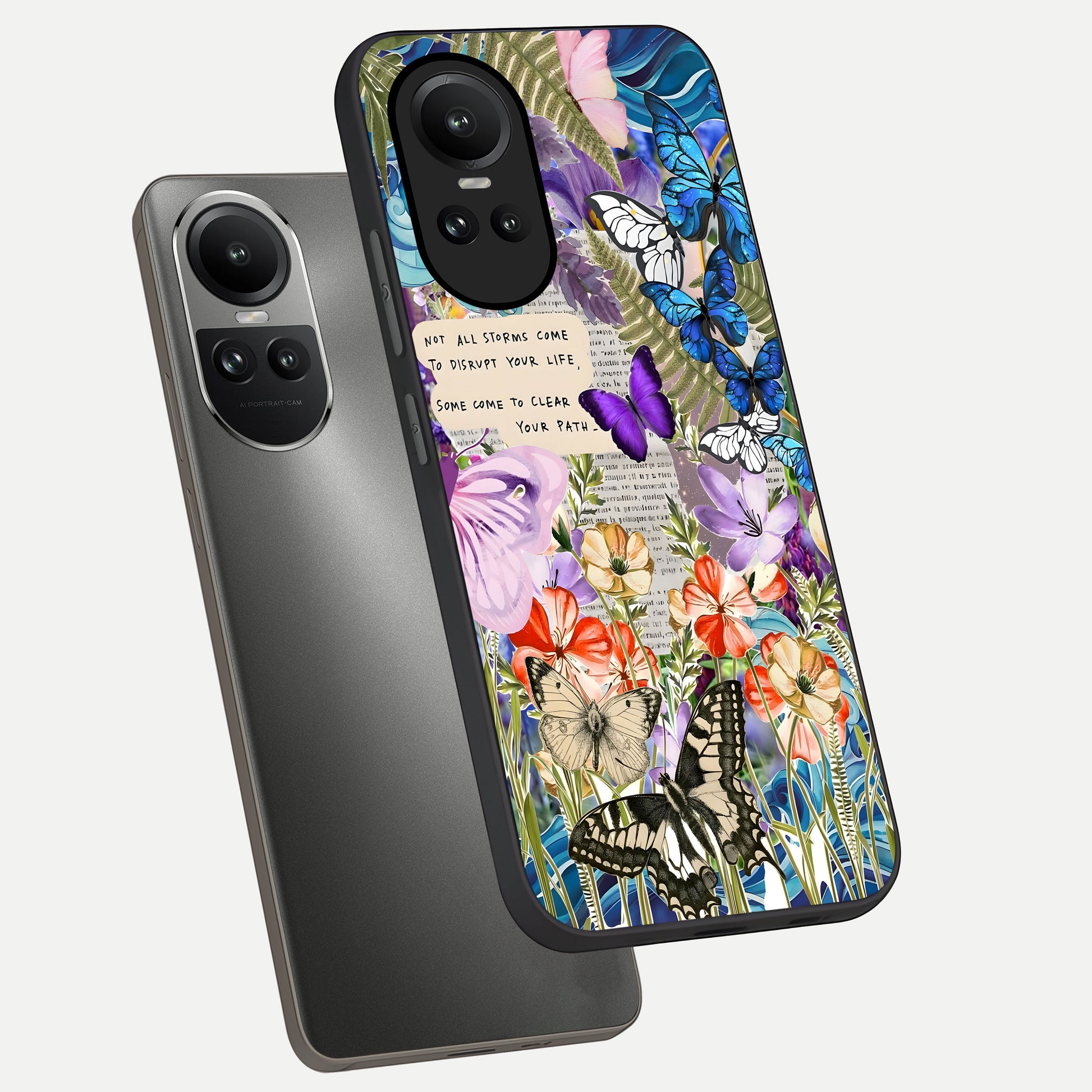  Storm Path Bloom phone case For Oppo Reno 10 showing premium glass back cover with detailed artwork