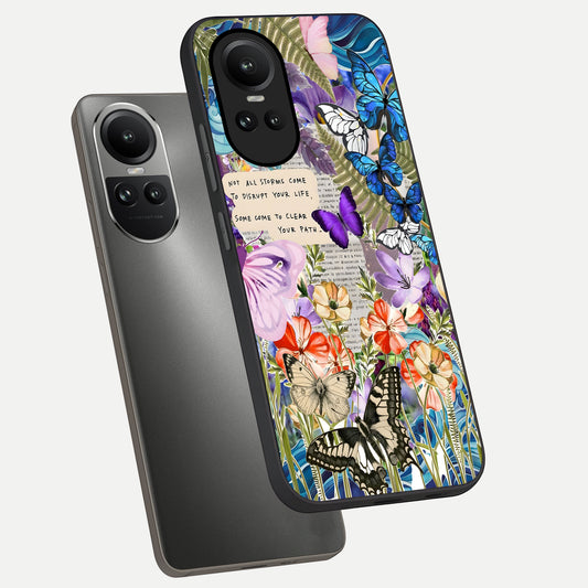  Storm Path Bloom phone case For Oppo Reno 10 showing premium glass back cover with detailed artwork