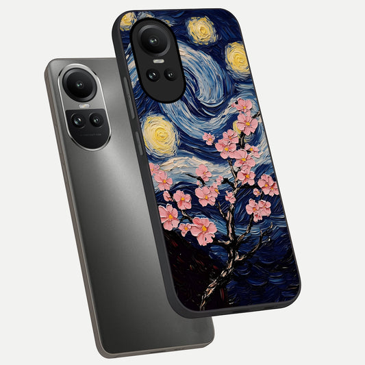  Van Gogh Scenery phone case For Oppo Reno 10 showing premium glass back cover with detailed artwork