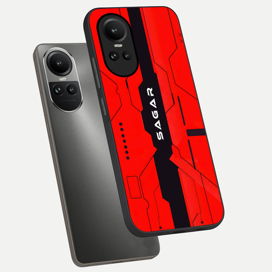  Voltage Rise CYBERPUNK Custom Name phone case For Oppo Reno 10 showing premium custom name glass back cover