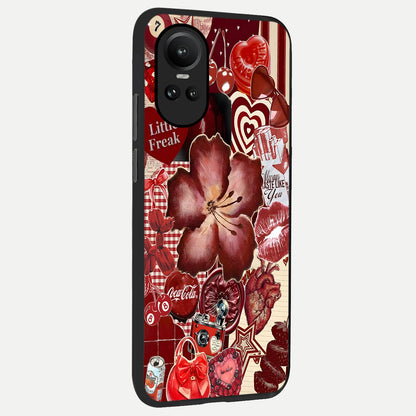  Aesthetic Little Freak back cover For Oppo Reno 10 slim fit glass case with vibrant aesthetic design