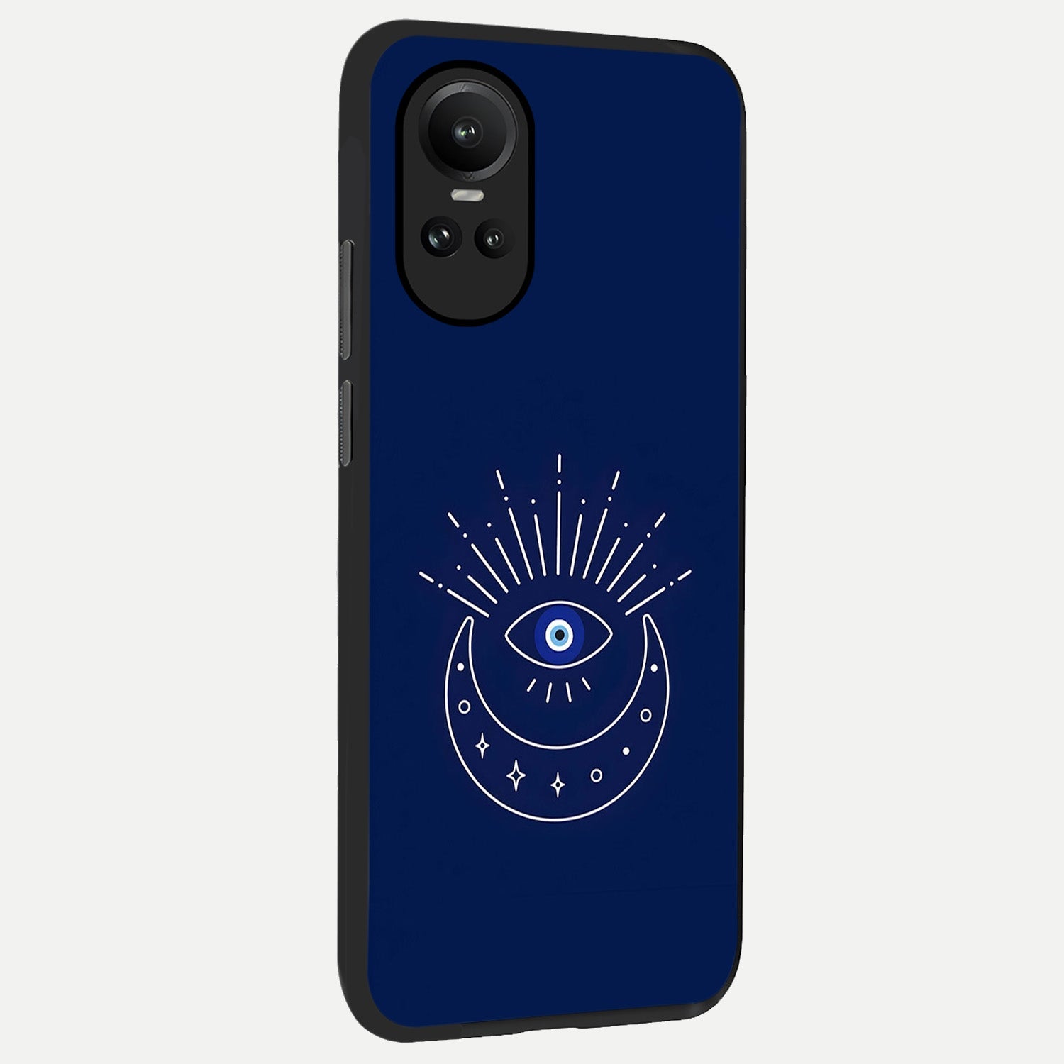  Blue Evil Eye back cover For Oppo Reno 10 slim fit glass case with vibrant aesthetic design