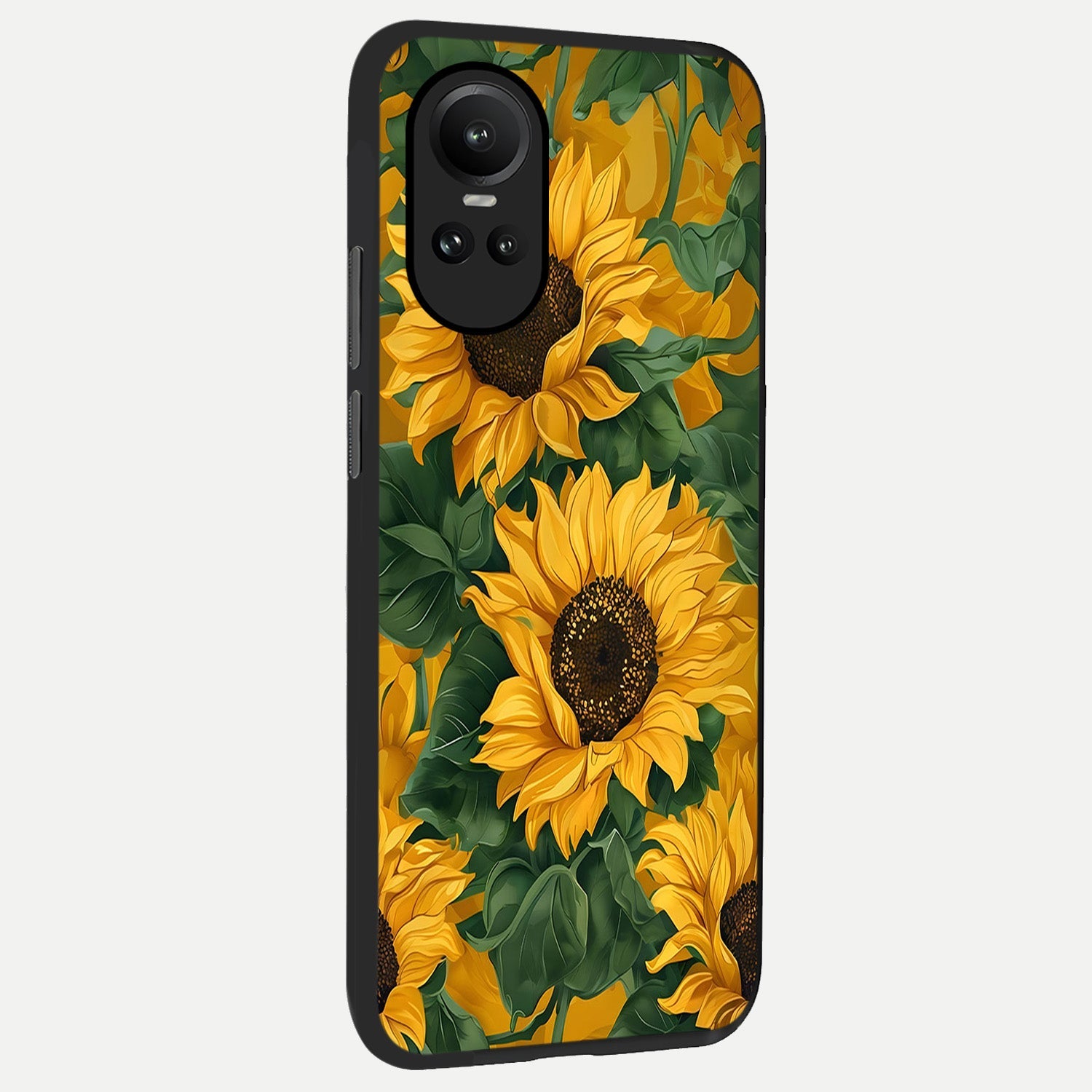  Bright Sunflower Bloom back cover For Oppo Reno 10 slim fit glass case with vibrant aesthetic design