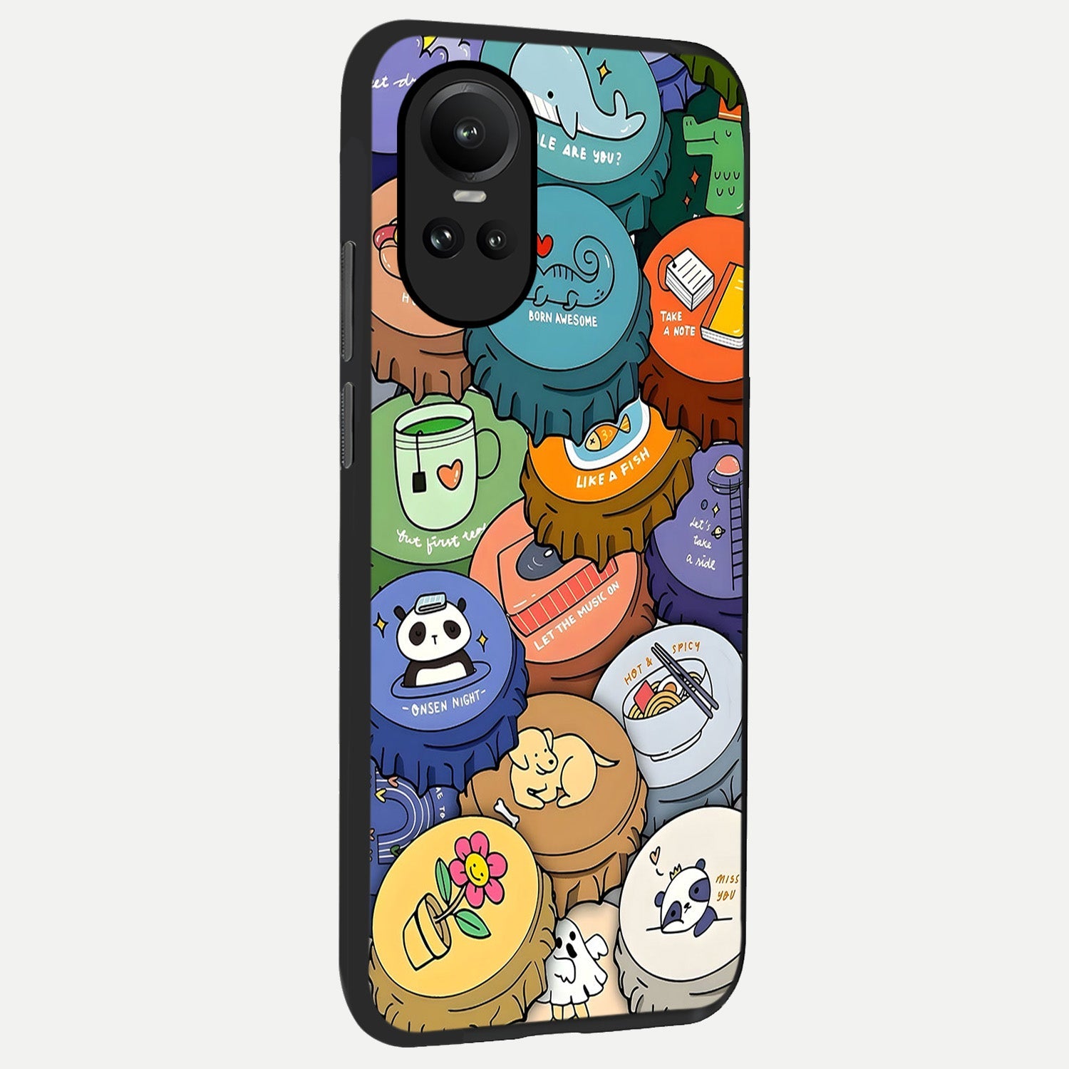  Coins Patterns back cover For Oppo Reno 10 slim fit glass case with vibrant aesthetic design