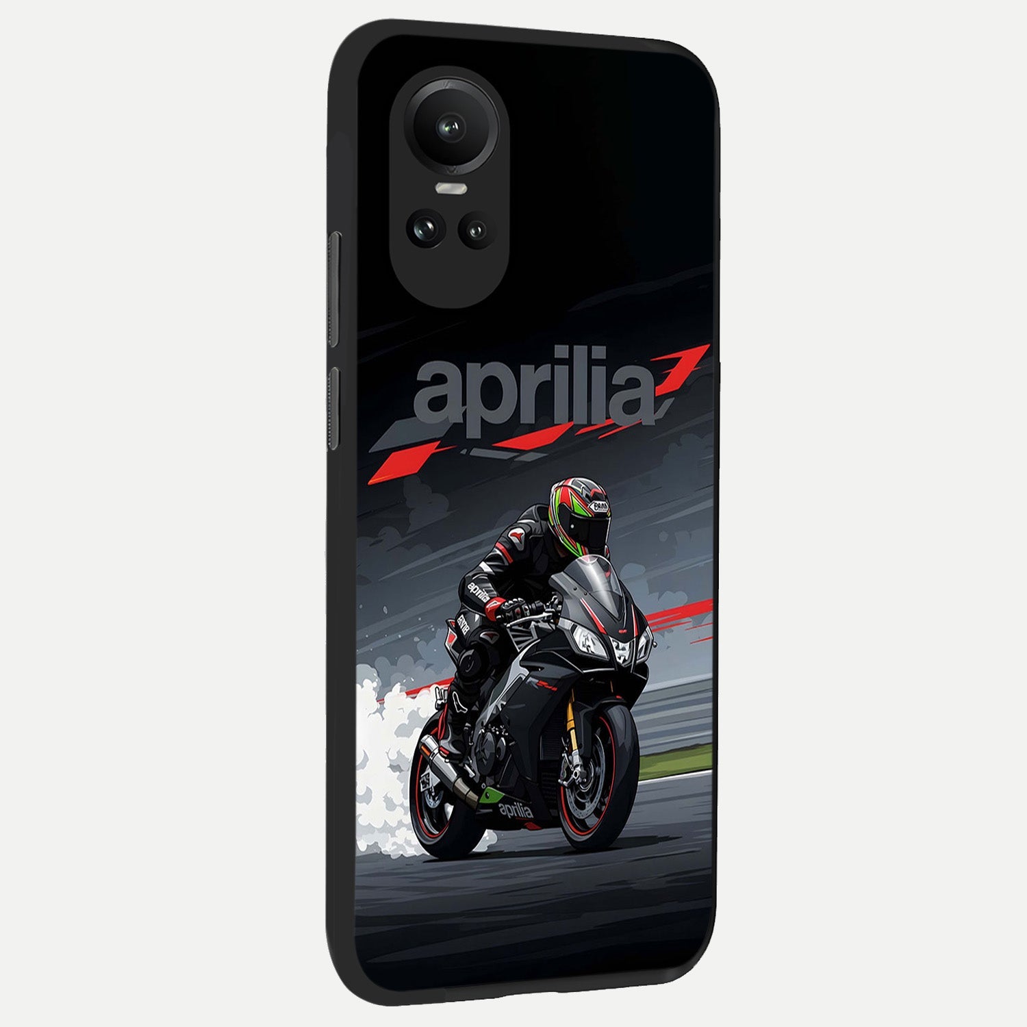  Dark Aprilla back cover For Oppo Reno 10 slim fit glass case with vibrant aesthetic design