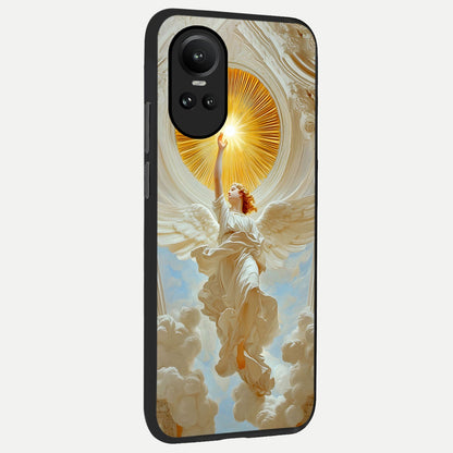  Divine Light Angel back cover For Oppo Reno 10 slim fit glass case with vibrant aesthetic design