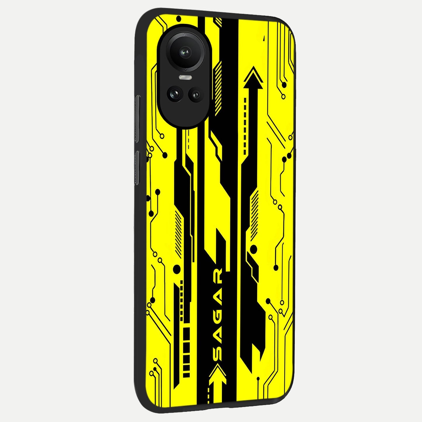  Electric Pulse CYBERPUNK Custom Name back cover For Oppo Reno 10 slim fit glass case with vibrant aesthetic design