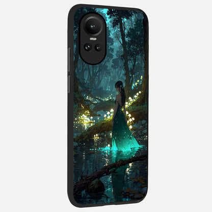  Enchanted Forest Glow back cover For Oppo Reno 10 slim fit glass case with vibrant aesthetic design