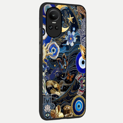  Golden Moon Magic back cover For Oppo Reno 10 slim fit glass case with vibrant aesthetic design